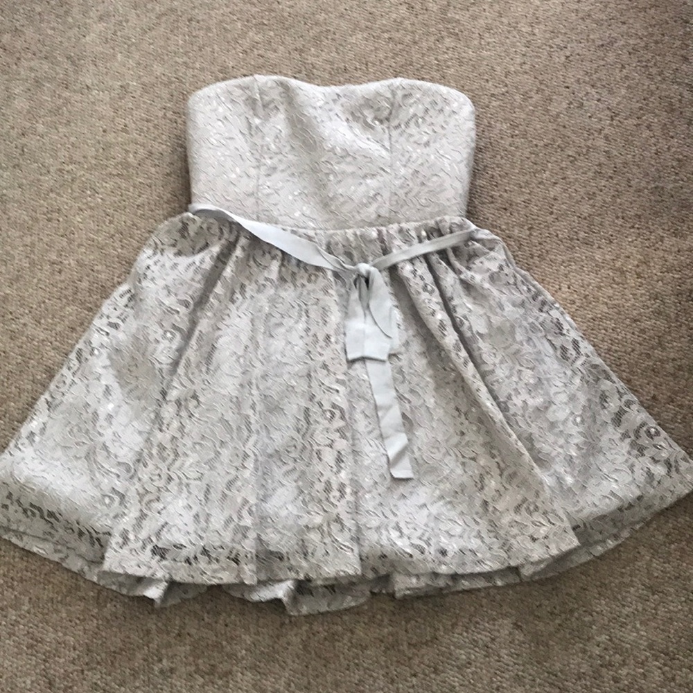Princess Vera Wang Gray lace strapless dress